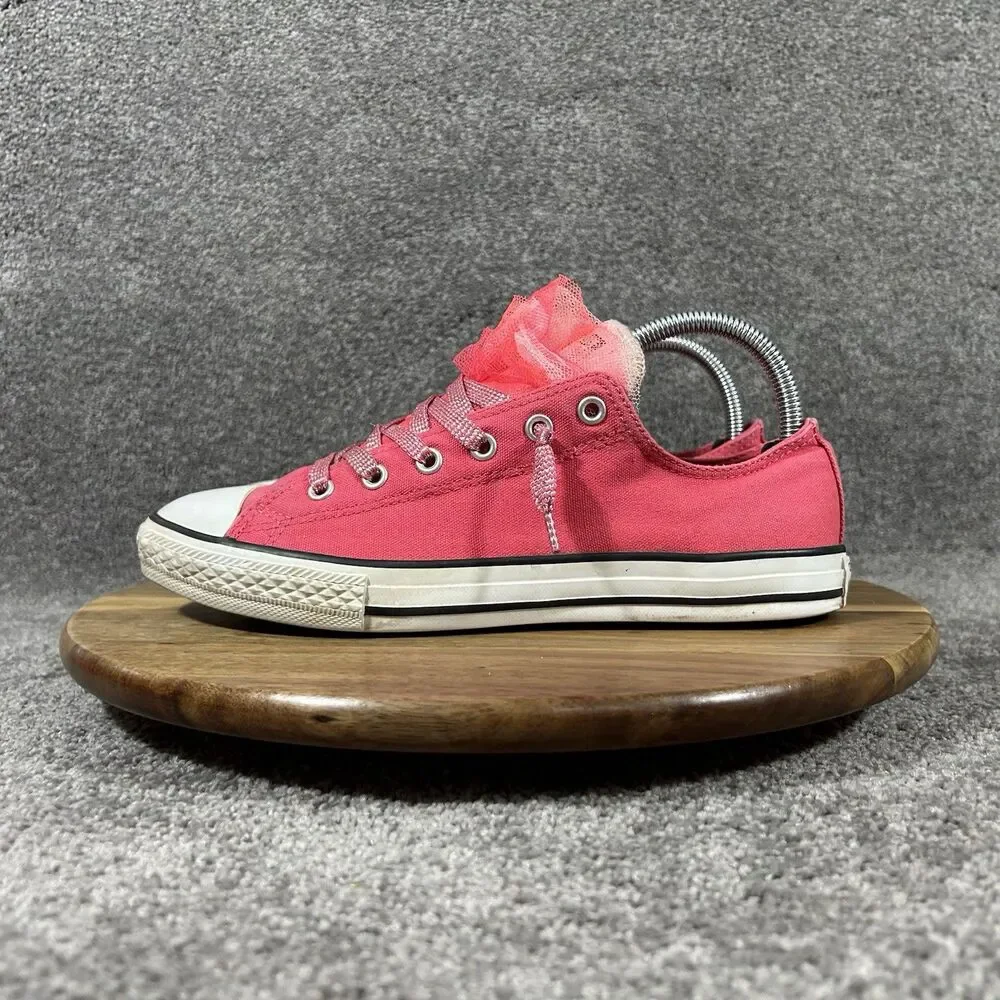 Converse All Star 640511F Junior Size 6 Hot Pink Tulle Double Tongue Shoes Used